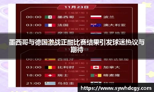 墨西哥与德国激战正酣比赛结果引发球迷热议与期待